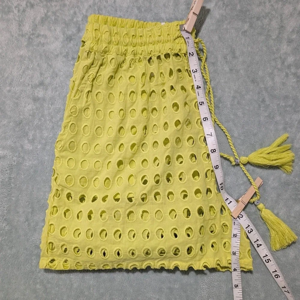 Dotti Women Citrine Yellow Eyelet Cotton‎ Beach Cover Up Shorts NWT Small